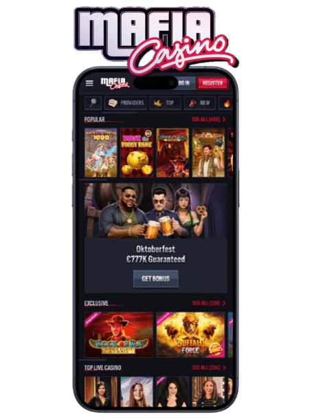 Mafia Casino mobile version.